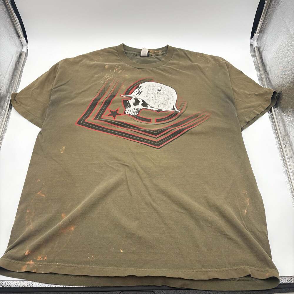 Metal Mulisha Military Skull Graphic T-Shirt Olive Green
